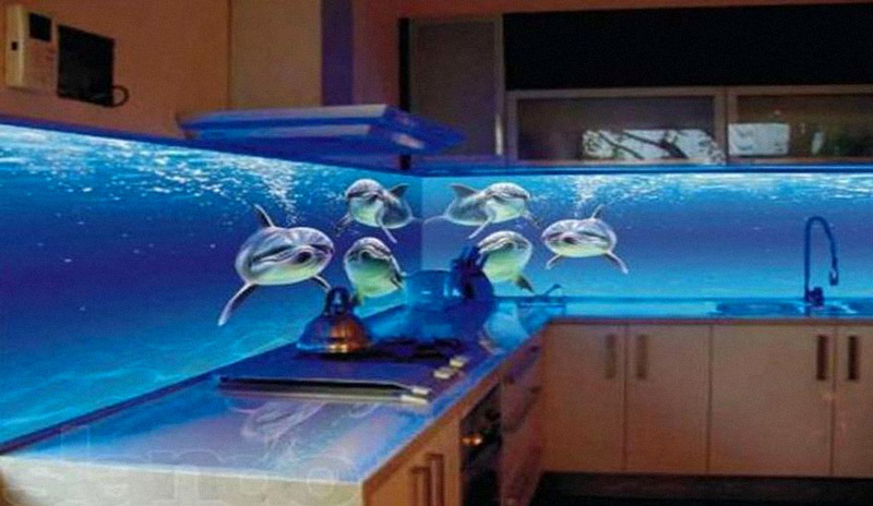 Delfin mintás nyomtatott konyhai hátfal